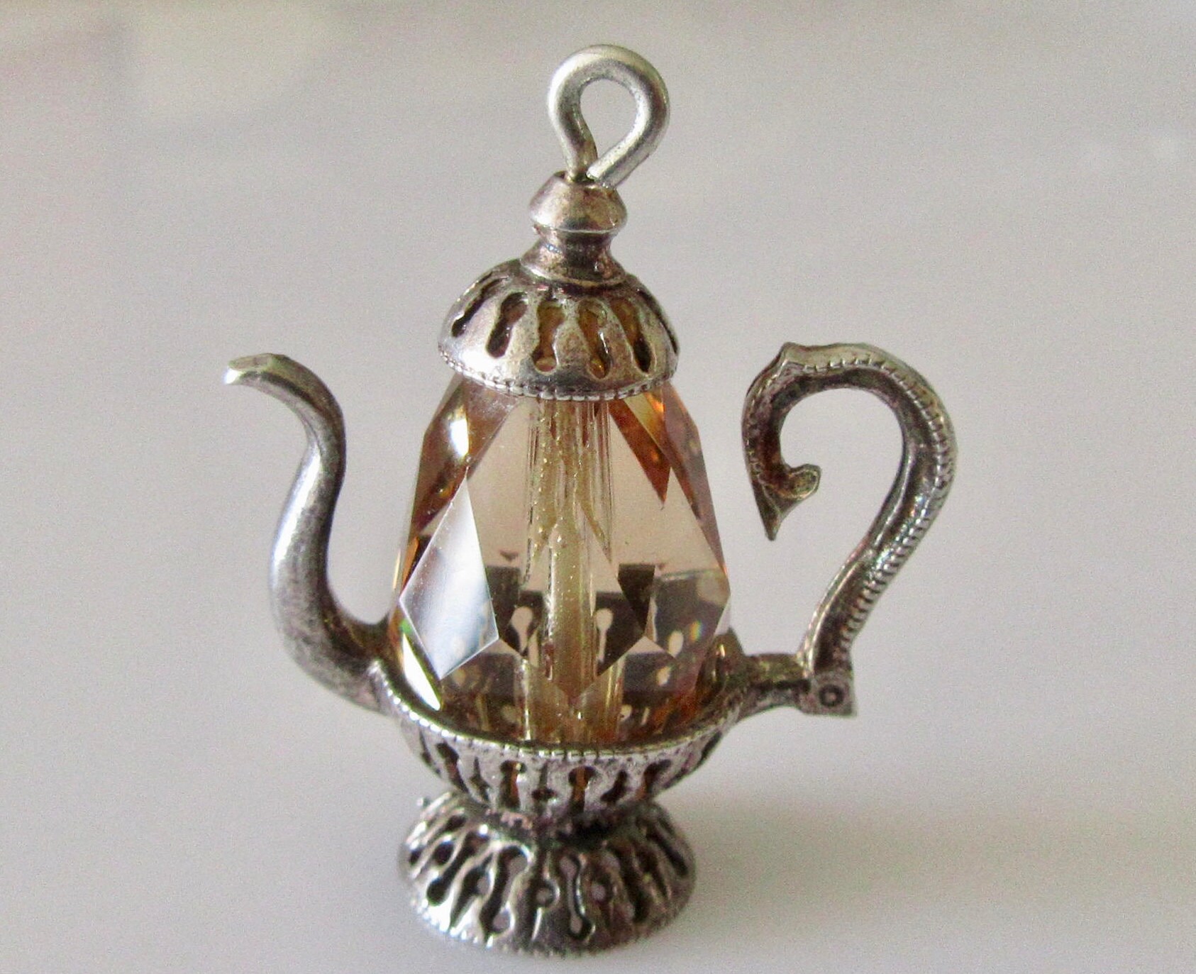 Große Vintage Silber Kaffeekanne Edelstein Set Charm von TrueVintageCharms