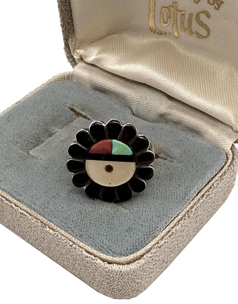 Vintage Zuni Inlay Ring, Sunface von TrueVintagebyNatalia