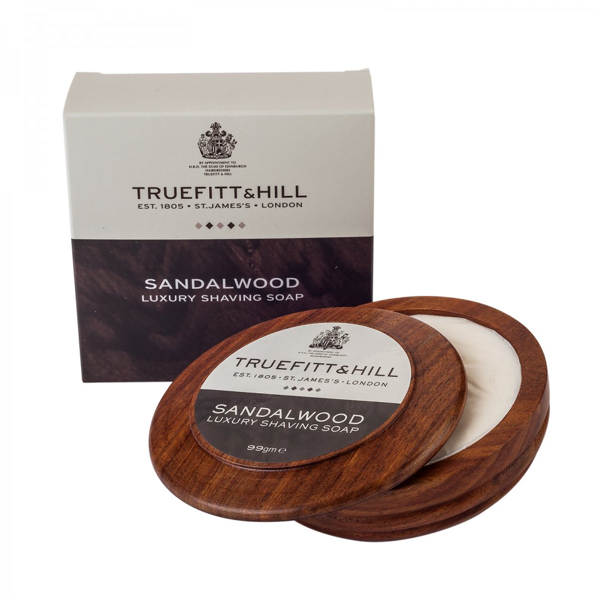 Truefitt & Hill Sandalwood Luxury Rasierseife in Holzschale von Truefitt & Hill