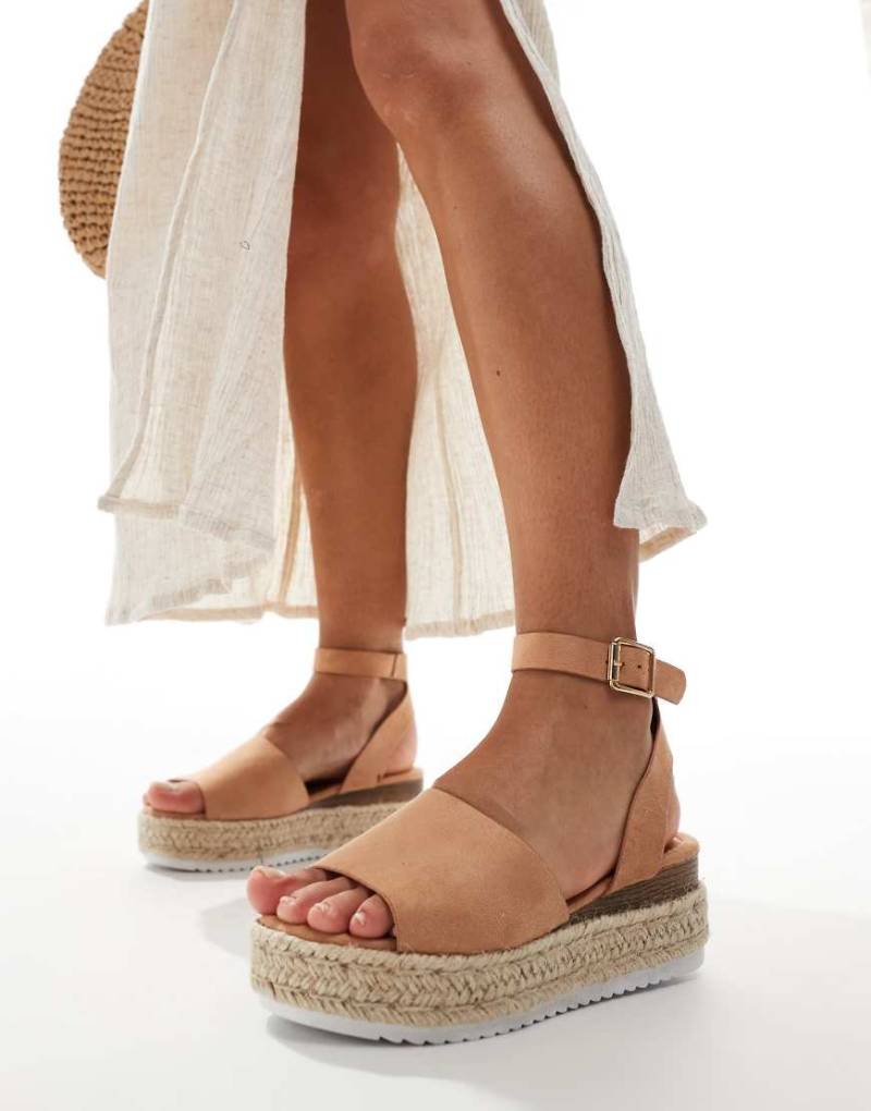 Truffle Collection - Espadrilles in Beige mit flacher Plateausohle-Neutral von Truffle Collection