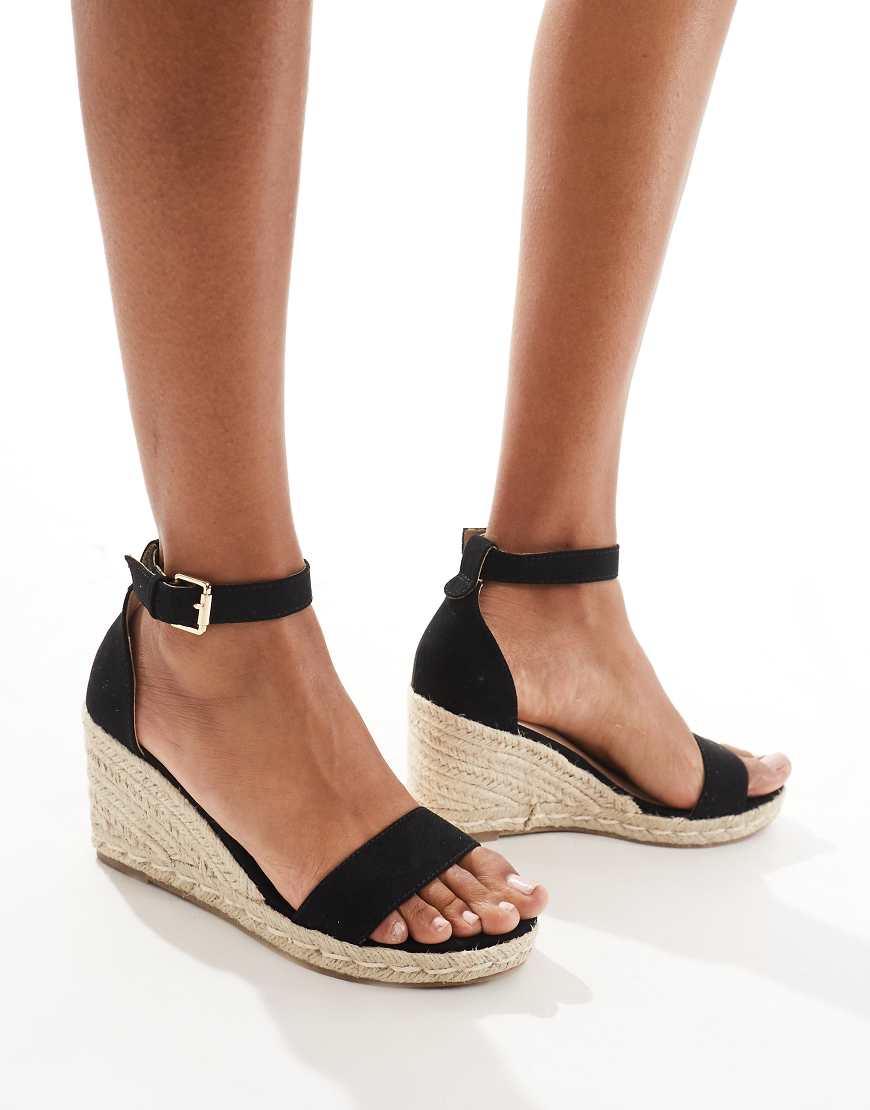 Truffle Collection - Espadrilles in Schwarz mit Keilabsatz aus Jute von Truffle Collection