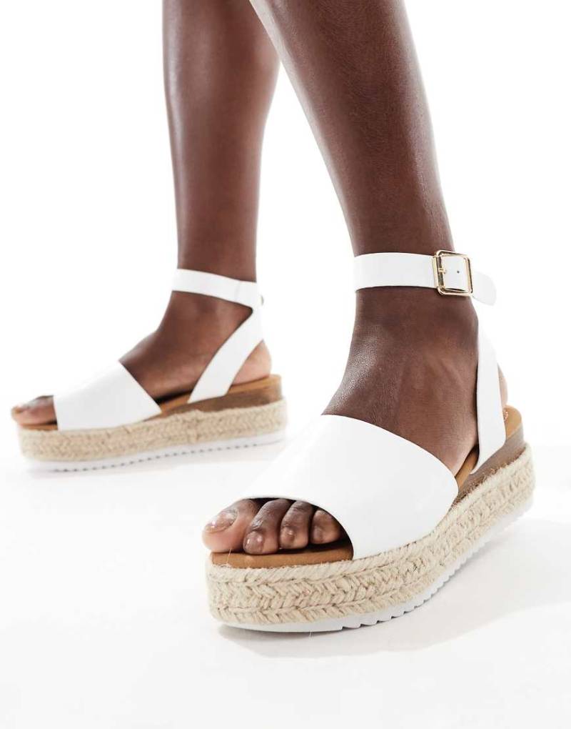 Truffle Collection - Espadrilles in Weiß mit flacher Plateausohle von Truffle Collection