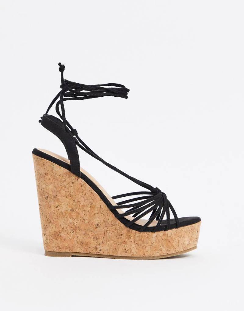 Truffle Collection - Glam - Schwarze Schuhe mit Keilabsatz und Knöchelschnürung von Truffle Collection