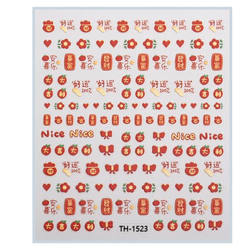 1 Sheet Spring Festival Nails Kunstaufkleber Mit Traditionellen Mustern Festival Nägel Aufkleber Maniküre Für Frauen Und Mädchen Schlangennägelkunst von Trufolxiaz