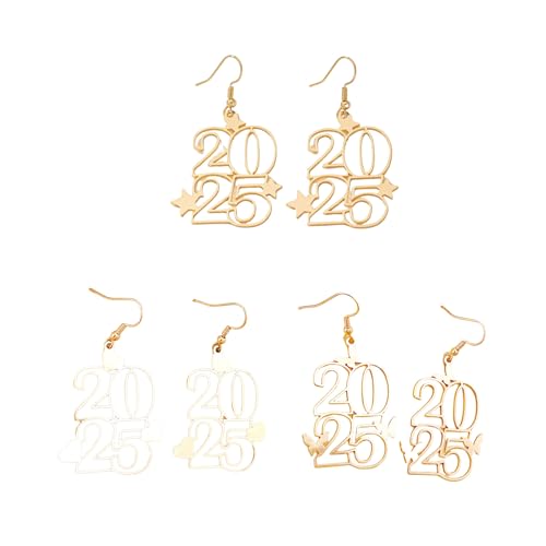 3 Paare Modische Legierungsohrringe Nummer 2025 Anhänger Ohrtropfen Bequeme Eugrenze Accessoire Für Frauen Everyday Wear Mode Forward Schmuck von Trufolxiaz