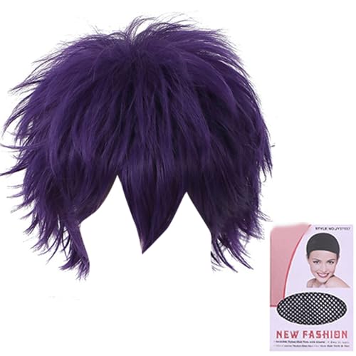 Anime Hair Piece Short Hair Perücken Full Head Toupe Für Halloween Feiertag Coole Haarfarbe Für Cosplay Coser Haarstücke von Trufolxiaz