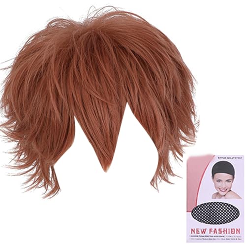 Anime Hair Piece Short Hair Perücken Full Head Toupe Für Halloween Feiertag Coole Haarfarbe Für Cosplay Coser Haarstücke von Trufolxiaz