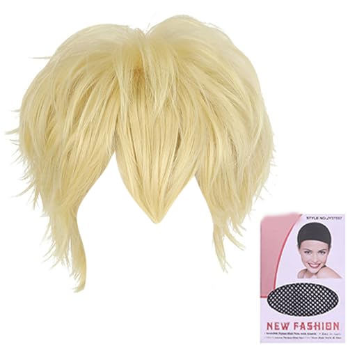 Anime Hair Piece Short Hair Perücken Full Head Toupe Für Halloween Feiertag Coole Haarfarbe Für Cosplay Coser Haarstücke von Trufolxiaz