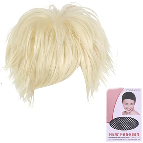 Anime Hair Piece Short Hair Perücken Full Head Toupe Für Halloween Feiertag Coole Haarfarbe Für Cosplay Coser Haarstücke von Trufolxiaz