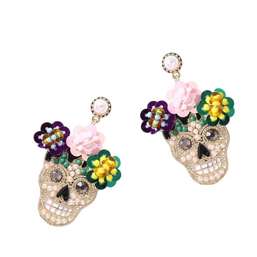 Halloween Schädelohrringe Mit Zirkonia Und Glitzernd Blumenakzent Modetrendy Studs Schmuck Für Kostümfeiern Trendige Ohrstolzen von Trufolxiaz