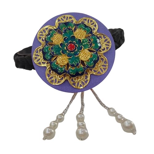 Trufolxiaz Hanbok Hair Hoop Mit Kunstperlen Traditionelles Koreanisches Haarstück Blue Glaze Kopfbedeckung Für Kulturelle Veranstaltung Und Tägliche Tragenperlen Verziertes Haarband von Trufolxiaz