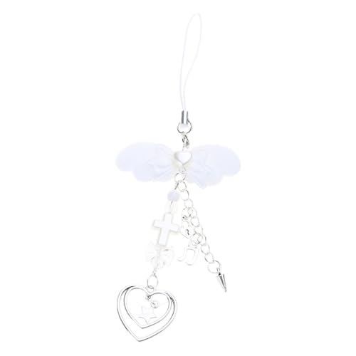 Handgefertigte Bowknot Telefonkette Engel Flügel Anhänger Keychain Süßes Kühles Schlüssel Telefon Lanyard Acryl Keyring Bag Ornament Herzförmiges Telefon von Trufolxiaz