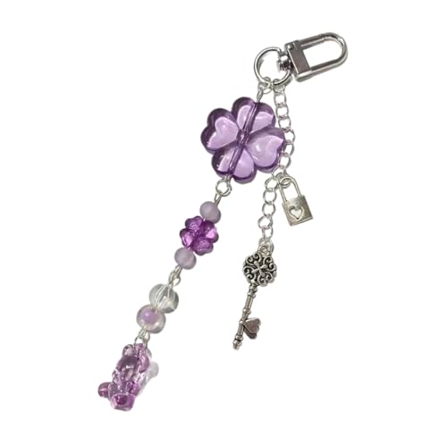 Handgefertigte Perlen Bowknot Telefonkette Vier Blattklopfen Handy Charme Keyring Anhängerbeutel Accessoire Für Frauen Und Mädchen Bogenknotenschlüsselkette von Trufolxiaz