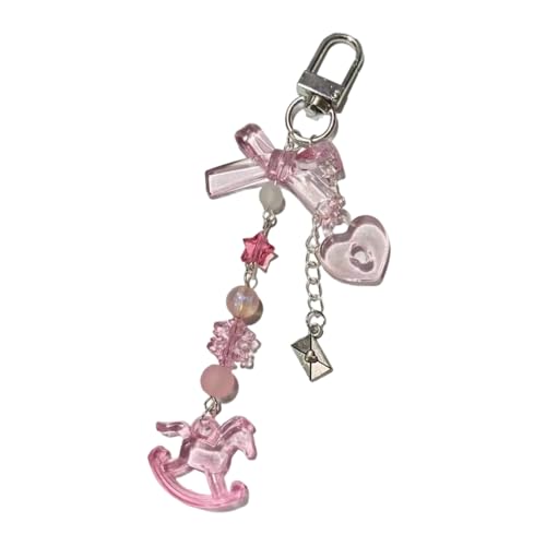 Handgefertigte Perlen Bowknot Telefonkette Vier Blattklopfen Handy Charme Keyring Anhängerbeutel Accessoire Für Frauen Und Mädchen Bogenknotenschlüsselkette von Trufolxiaz