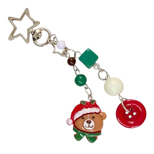Handgefertigte Perlen Telefonkette Kameratasche Zauber Weihnachten Anhänger Keychain Stylish Women Rucksack Dekoration Festliche Schlüsselrunde von Trufolxiaz