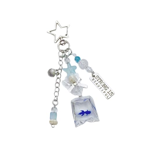 Handgefertigtes Telefon Lanyard Blue Practical Resin Und Legierung Hängen Hübsches Fisch Anhänger Ozeane Inspiriert Perlen Für Junge Telefondekoration von Trufolxiaz