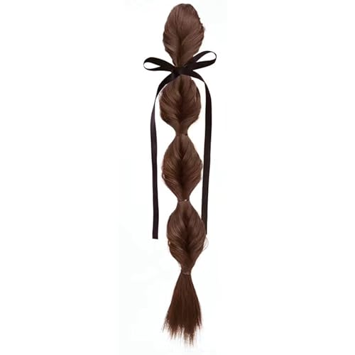 Mädchen Hairpiece Haarextensionen Ponytail Cosser Kopfbedeckung Chignons Zeigen Kleine Gesicht Vielseitige Lockige Perücken Täglich Kleidung Bequemer Verschleiß Haarstück von Trufolxiaz