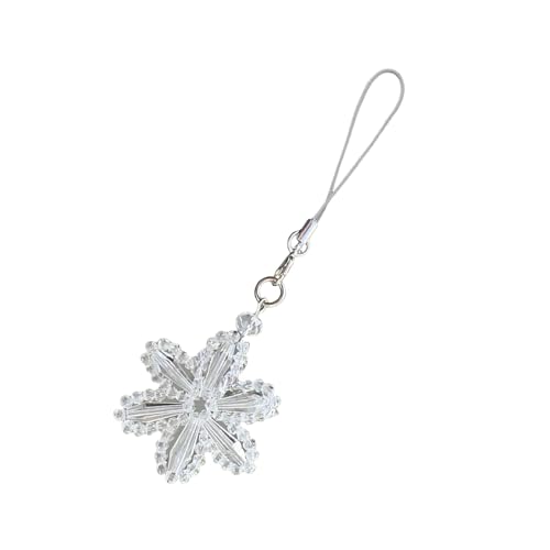 Mode Winter Thematische Schneeflocken Telefonkette Accessoire Mit Kristallen Perlen Dekoration Für Festliche Anlässe Perlen Telefon Lanyard von Trufolxiaz