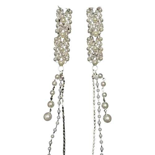 Trufolxiaz Raffinierte Silberne Quasten Haarnadel Verzierung Und Perlen Haarclip Für Hochzeit von Trufolxiaz