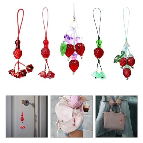 Strawberry Tassels Telefon Lanyard Frauen Farbige Glaze Telefon Shell Anhänger Zubehör Paket Dekoration Schlüsselbund Obst Strawberry Tassels Telefon Lanyard von Trufolxiaz