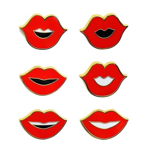 Trufolxiaz Trendy Lippenbrosche Farbenfrohe Metallmund Form Stecknadel Rucksack Badge Mode Accessoire Für Frauenkleidung Und Taschen Stilvoller Emaille Brosche von Trufolxiaz