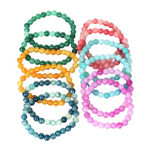 Trufolxiaz 12 Pieces Knistorte Glasperlen Armband Fashion Perlen Armband Party Handgelenk Schmuck Glasur Textur Geeignet Für Damen Buntes Accessoire von Trufolxiaz