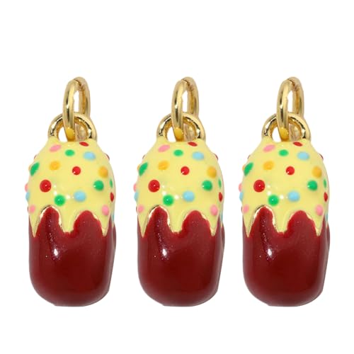 Trufolxiaz 3pcs Tragbare Vergoldete Stiel Charme Für Frauen Süßigkeiten Behandeln Kuchen Halskette Anhänger Accessoires Bunte Schmuckstücke von Trufolxiaz