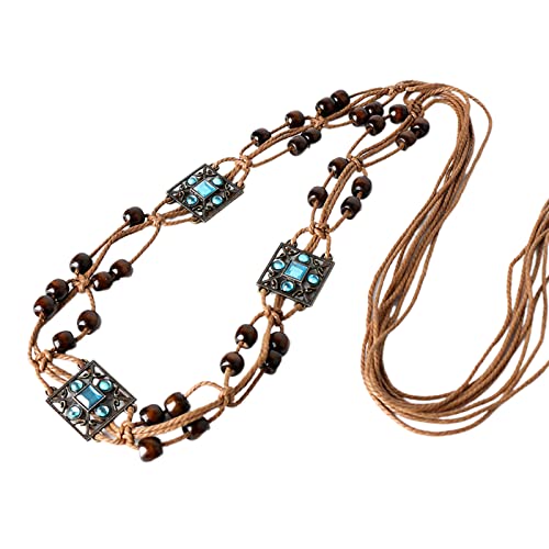 Trufolxiaz Brauner Gürtel Mit Perlen Schmetterlinge Vintage Quaste Baumwollseil Taillenkette Gewebte Taillengürtel Für Kleiderparty Dance Show Baumwollseil Taille Kette von Trufolxiaz