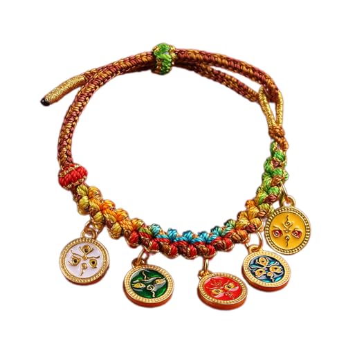 Trufolxiaz Bunte Armreifen Handgewebte Handchain Verstellbare Handgefertigte Handgefertigte Armband Mit Fünf Gottheiten Stilvoll von Trufolxiaz