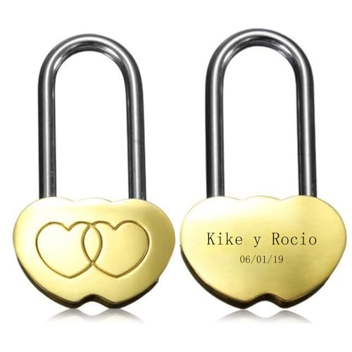 Trufolxiaz Doppelhart Geformte Personalisierte Liebesschloss Ohne Engagement Hochzeit Valentinstag Geschenkschloss von Trufolxiaz