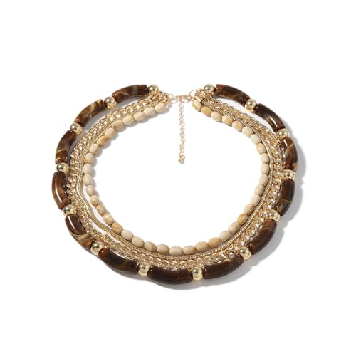 Trufolxiaz Einzigartige Bambuskette Halskette Multi Layer Neck Chain Schlangeblätter Schlangekettenzubehör Für Moderne Harzkette Frauen Harz von Trufolxiaz