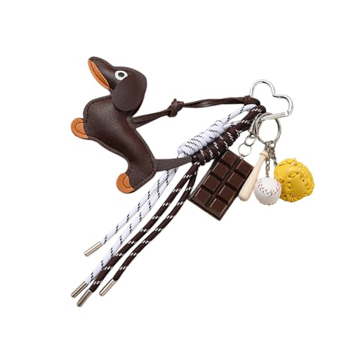Trufolxiaz Einzigartige Stile Dackel Keychain Charme Anhänger Robustes PU Leder Accessoire Für Tägliche Verwendung Stilvoller Outfits Schlüsselbunddekoration von Trufolxiaz