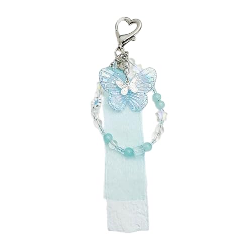 Trufolxiaz Einzigartiger Acrylperlenschlüsselhalter Mit Ribbon Detail Schmetterling Keyring Mode Accessoire Geschenk Für Stilvolle Mädchen Und Frauen Lieben Zu Tanzen von Trufolxiaz