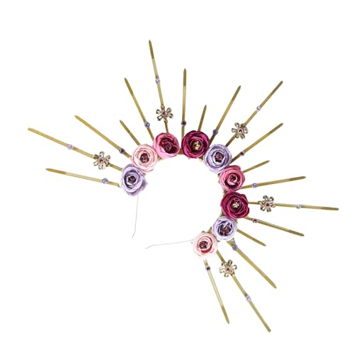 Trufolxiaz Elegant Rose Hair Hoop Verstellbare Größe Sunbursts Stirnband Mit Strasssteinen Bequeme Haarband Party Ornament Kostümzubehör von Trufolxiaz