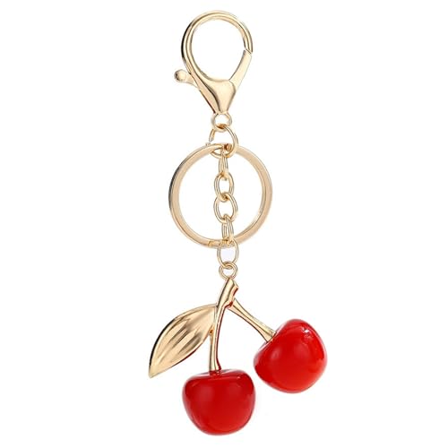 Trufolxiaz Elegant Sturde Harz Schöner Kirsch Charme Anhänger Lock Keyring Mode Accessoire Für Stilvolle Mädchen Frauen Damen Kirschtaschen Charme von Trufolxiaz