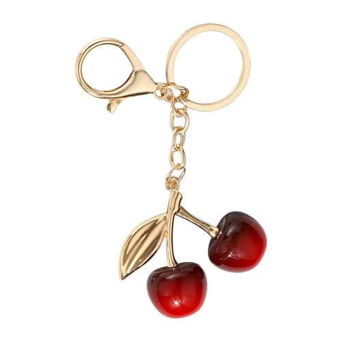 Trufolxiaz Elegant Sturde Harz Schöner Kirsch Charme Anhänger Lock Keyring Mode Accessoire Für Stilvolle Mädchen Frauen Damen Kirschtaschen Charme von Trufolxiaz