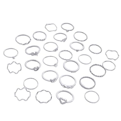 Trufolxiaz Elegante 28 Stücke Stilvolle Wehende Ringe Mit Herzakzent Tragbarem Accessoire Für Alltägliche Verschleiß Und Besondere Anlässe Trendige Frauenringe von Trufolxiaz