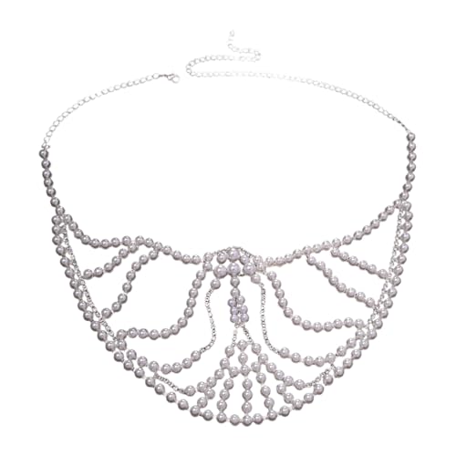 Trufolxiaz Elegante Halbmaske Perlen Gesichtsbehörde Cosplay Gesichtskette Imitieren Perlen Unisex Modeschmuck Für Party Wear Women Bankettmaske von Trufolxiaz