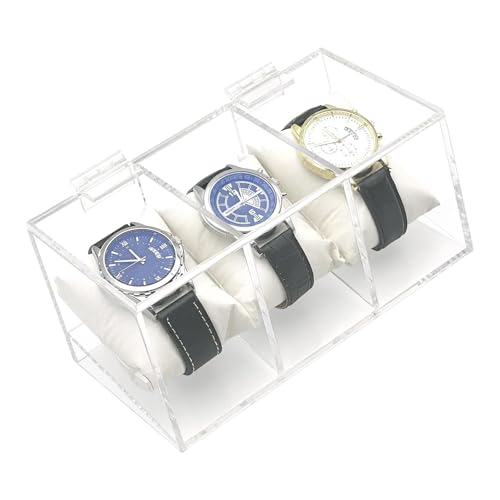 Trufolxiaz Elegante Uhrenspeicherlösung Acrylhülle Mit Abnehmbaren Kissen Transparente Uhr Display Box Für Männer Frauen Clear Uhrenlagerung von Trufolxiaz