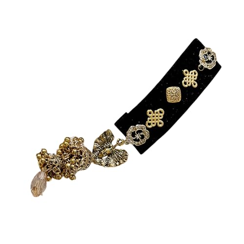 Trufolxiaz Exquisite Quasten Haarclip Mit Goldenem Ahornblattkristall Und Perlen Haarclip Mit Blattgoldfaktoren Für Frauen Luxuriöser Brauthaarklammern von Trufolxiaz