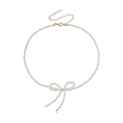 Trufolxiaz Fashion Bowknot Charm Halskette Mit Glasperlen Bowknot Halskette Für Frauen Urlaub Schmuck Geschenk Frauen Mädchen Kristall Bogenknoten Perlen Schlüsselbeinkette Trufolxiaz Fashion Bowknot Charm Halskette Mit Glasperlen Bowknot Halskette Für Frauen Urlaub Schmuck Geschenk Frauen Mädchen Kristall Bogenknoten Perlen Schlüsselbeinkette von Trufolxiaz