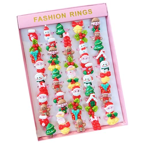 Trufolxiaz Gemischte Weihnachtsthemen Cartoon Kinder Ringe Verschiedene Ringe Harz Kinderschmuck Festliche Partydekorationen Einzigartige Designringe Für Kinder von Trufolxiaz