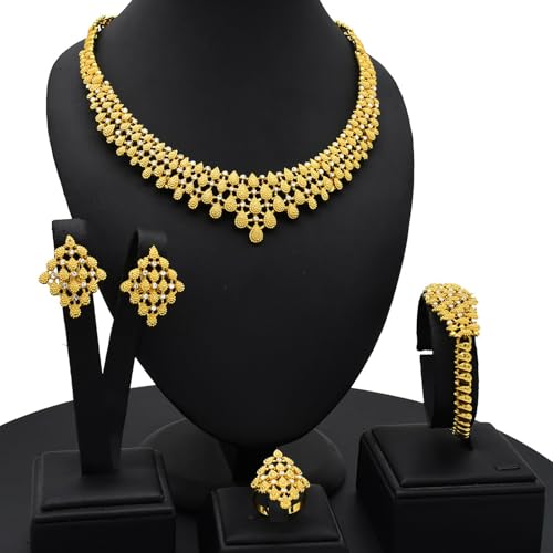 Trufolxiaz Goldene Strasssteine ​​Blumen Schmuck Set Tragbares Modezubehör Für Braut Und Abendfeiern Liefert Brautgeschenksets von Trufolxiaz