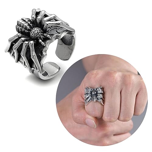 Trufolxiaz Gothic Spiders Open Rings Punk Statement Statement Ringe Verstellbare Fingerringe Party Schmuck Halloween Accessoire Für Männer Verstellbare Fingerringe Punkstil von Trufolxiaz