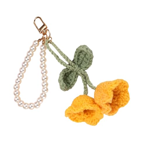 Trufolxiaz Handgefertigter Blumenhäkelschlüsselkette Mit Perlen Weich von Trufolxiaz
