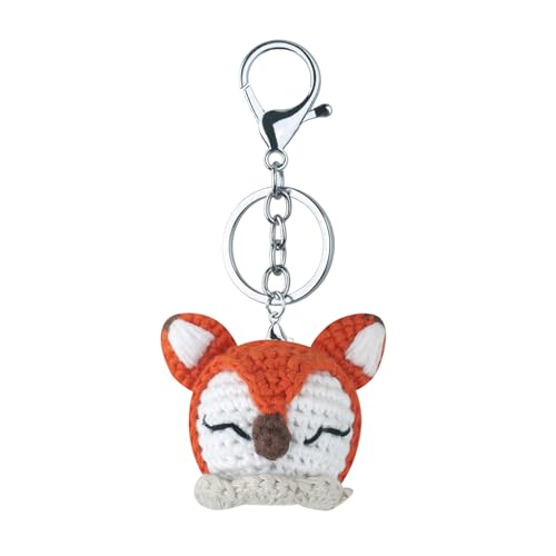 Trufolxiaz Handgefertigter Gestrickter Tierkopf Schlüsselbund Gehäkelte Schlüsselringe Schlüsselhalter Handtasche Anhänger Charme Schmuck Für Frauen Mädchen Gehäkelte Schlüsselbund von Trufolxiaz