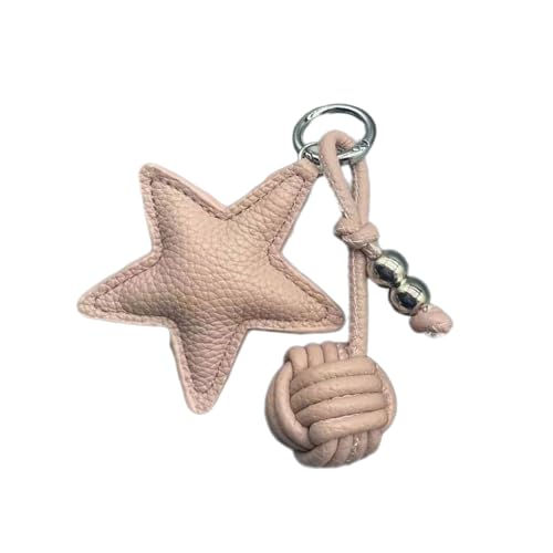 Trufolxiaz Handgefertigter PU Leather Star Keychain Pentagramms Schlüsselkette Rucksack Orament Bunte Telefondekoration Für Frauen Studenten Reisegepäck Identifikator von Trufolxiaz
