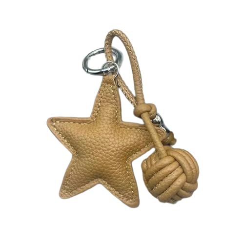 Trufolxiaz Handgefertigter PU Leather Star Keychain Pentagramms Schlüsselkette Rucksack Orament Bunte Telefondekoration Für Frauen Studenten Reisegepäck Identifikator von Trufolxiaz