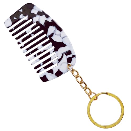 Trufolxiaz Miniaturkamm Anhänger Keychain Acetat Gold/Silber Schlüsselringe Alltagshaarerhaltungsmittel Für Frauen Und Mädchen Pflegewerkzeug von Trufolxiaz