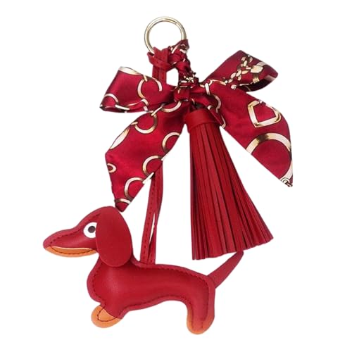 Trufolxiaz Mode Dackel Keyring Eleganter Schlüsselhalter Hundetasche Ornament Für Handtaschenschlüssel Oder Autos Innenräume Dekorieren Von Leder Quasten Tasche Charme von Trufolxiaz